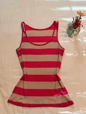 Vintage Old Navy Striped Pink and Beige Tank Top